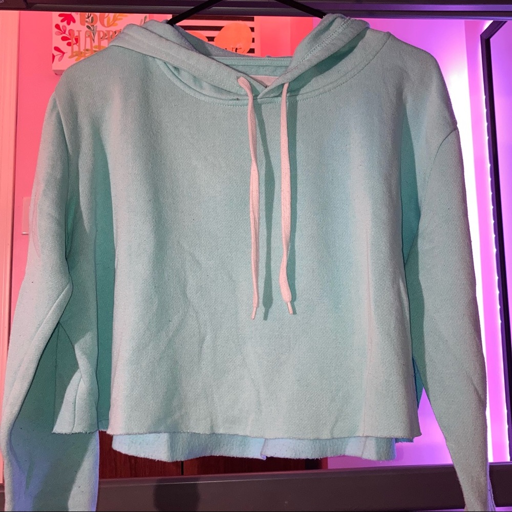 Teal / Mint Green Cropped Hoodie